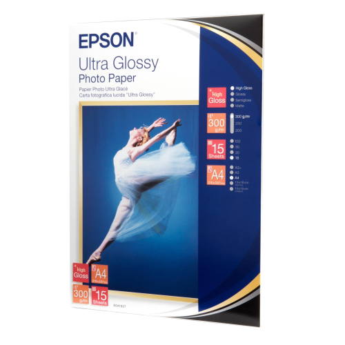 EPSON C13S041927 CARTA FOTOGRAFICA FORMATO A4 300GR/M2 CONF 15 FOGLI COLORE BIANCO LUCIDO